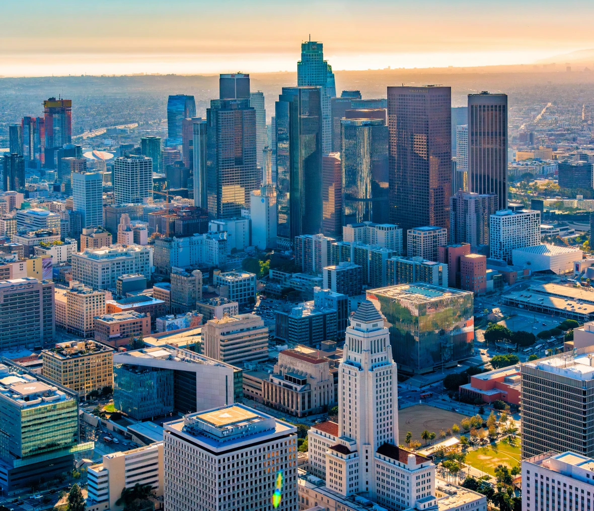 Downtown skyline at sunrise